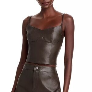 Faux Leather Brown Corset Top, size xs, NWT
